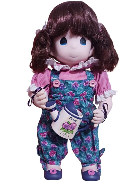 Precious Moments Other - Precious Moments–style collectible doll a July month Pansy gardening doll "13"